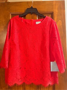 CeCe Red Lace Blouse